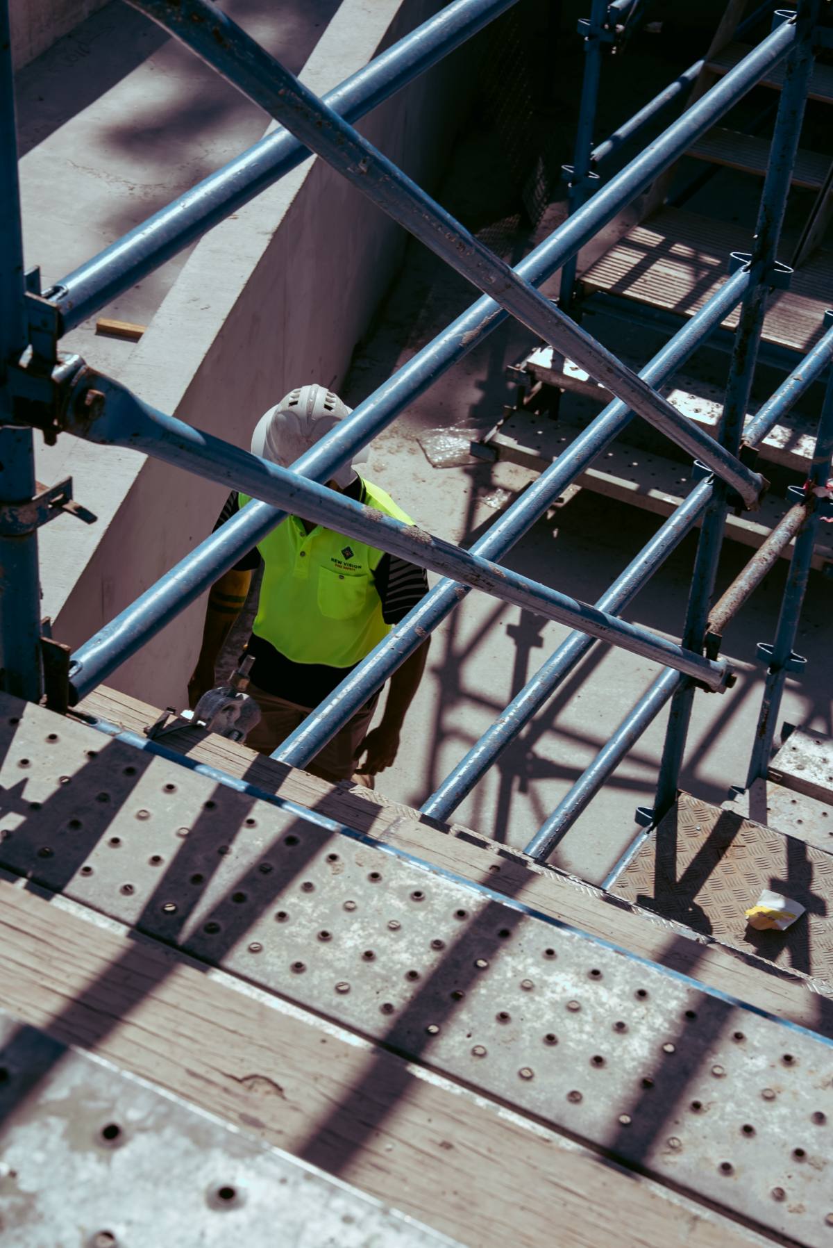 New Vision technician working on scaffolding, Manly